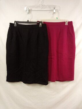 SAG Harbor 2 Women's Vintage Pencil Skirts Size 14 Black+ Fuchsia Pink